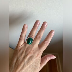 Vintage 90s Malachite silver ring size 6.25 custom made